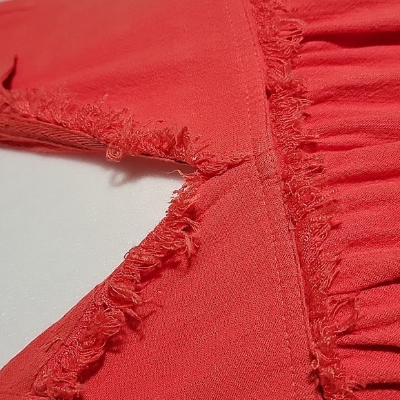 Umgee Top Blouse Popover Pullover Short Sleeve Collared Linen Cotton High Low S - Picture 5 of 15